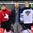 ZUG, SWITZERLAND - APRIL 25: Switzerland's Denis Malgin #13 and Finland's Kasper Bjorkqvist #11 were named Players of the Game for their respective teams during semifinal round action at the 2015 IIHF Ice Hockey U18 World Championship. (Photo by Matt Zambonin/HHOF-IIHF Images)

